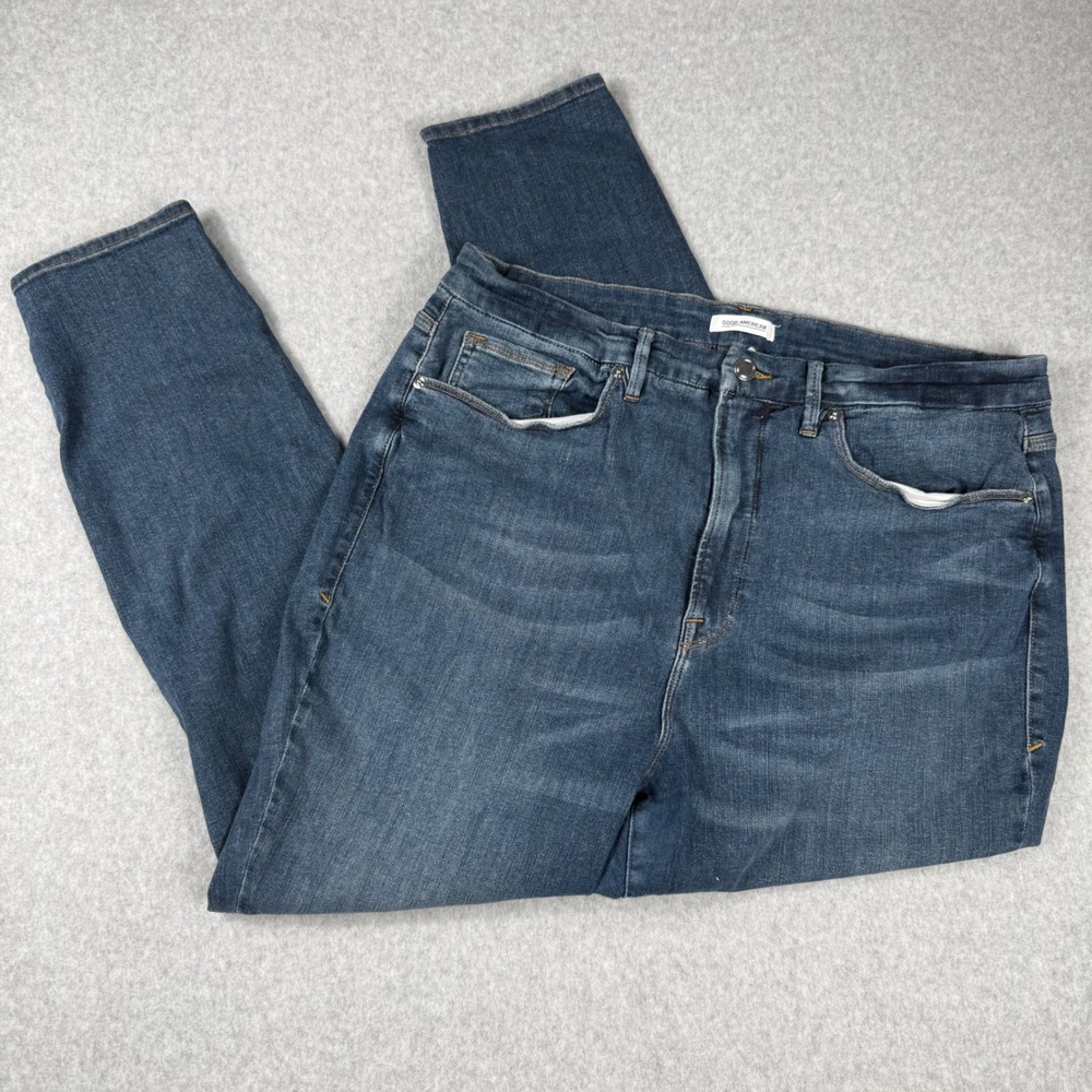 Good American Good Legs Size 22 Blue Distressed High Rise Skinny Jeans plus